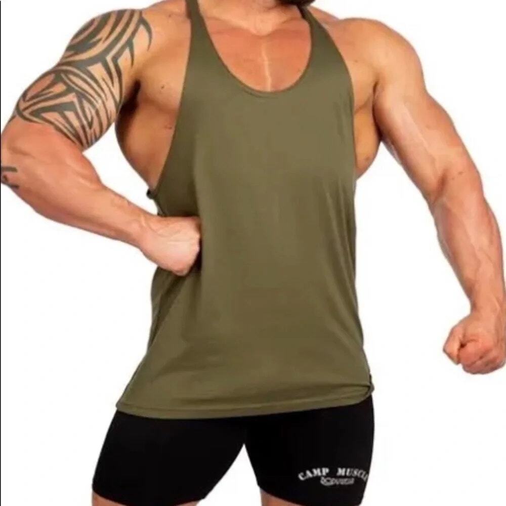 NWT RawGear Military Olive Green Stringer Racerback Tank Top Men's Size Large